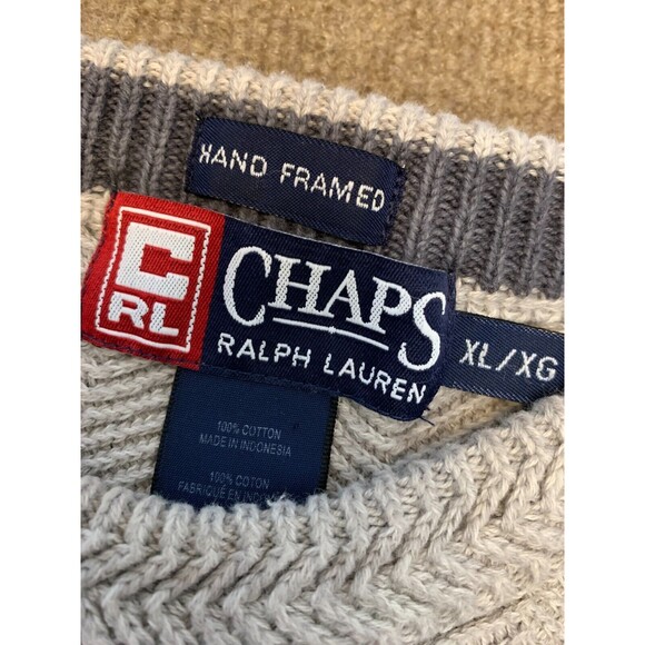VTG Chaps Ralph Lauren Hand Framed Sweater Mens XL Herringbone Fisherman Knit - Picture 6 of 6